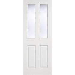 2 Panel 2 Light White Primed Internal Door with Clear Glass - Grained